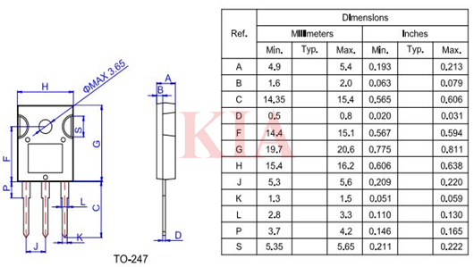 to247封裝,to247封裝尺寸圖-KIA MOS管